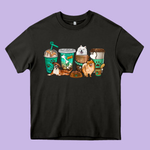 Dog Coffee Cups Heavy Core Tee Designed By Texasbilliewilder