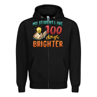 Black my students 100 days brighter Zipper Hoodie - MaliasSmallBusiness