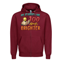 Burgundy my students 100 days brighter Zipper Hoodie - MaliasSmallBusiness