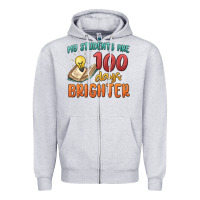 Heather Grey my students 100 days brighter Zipper Hoodie - MaliasSmallBusiness