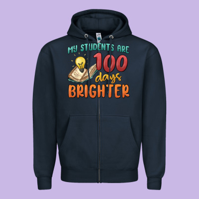 My Students 100 Days Brighter Zipper Hoodie Designed By Maliassmallbusiness