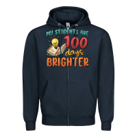 Navy my students 100 days brighter Zipper Hoodie - MaliasSmallBusiness