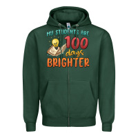 Sports Green my students 100 days brighter Zipper Hoodie - MaliasSmallBusiness