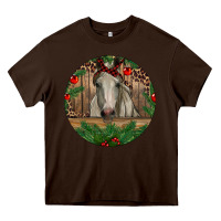 Chocolate Brown Christmas Horse Heavy Core Tee - RanaPortraitStore