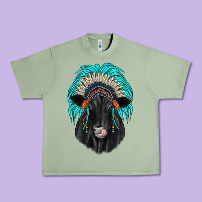 Black Angus Indian Headdress Urban Heavy Tee Designed By Jahusdesignshop