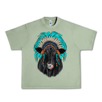 Oil Green black angus indian headdress Urban Heavy Tee - JahusDesignShop