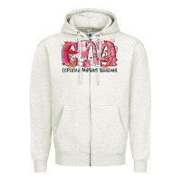 Oatmeal Heather cna certified valentine nursing assistant valentin Zipper Hoodie - MaliasSmallBusiness