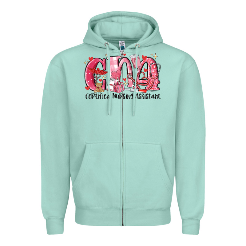 Cna Certified Valentine Nursing Assistant Valentin Zipper Hoodie by MaliasSmallBusiness | Teevron