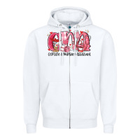 White cna certified valentine nursing assistant valentin Zipper Hoodie - MaliasSmallBusiness