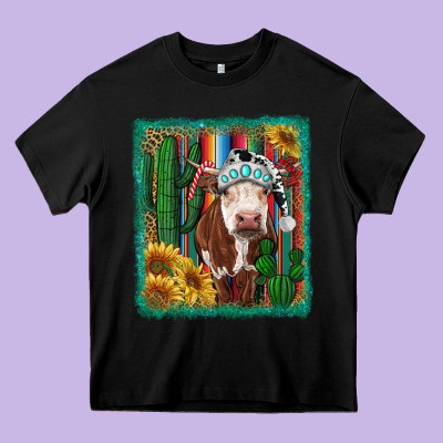 Heavy Core Tee Western Christmas Cow