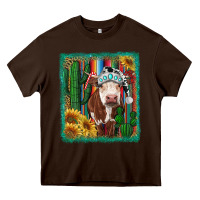 Chocolate Brown Western Christmas Cow Heavy Core Tee - RanaPortraitStore