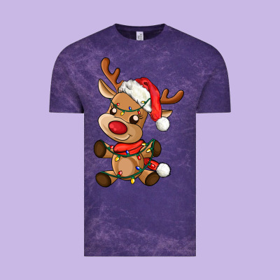 Baby Christmas Reindeer Vintage Tee Designed By Adodesignshop