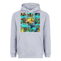 Heather Grey Lake Fish And Reeds With Leopard Seamless Pattern Bbs Heavyweight Hoodie - BundleAndBundleShop