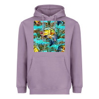 Lavender Lake Fish And Reeds With Leopard Seamless Pattern Bbs Heavyweight Hoodie - BundleAndBundleShop