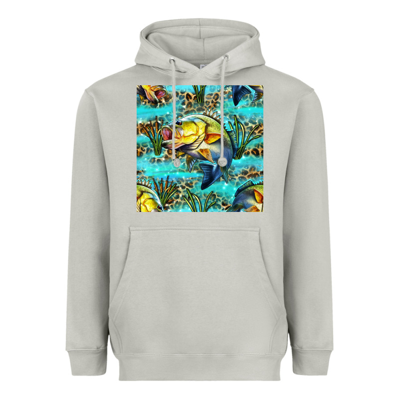 Lake Fish And Reeds With Leopard Seamless Pattern Bbs Heavyweight Hoodie by BundleAndBundleShop | Teevron