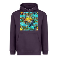 Plum Lake Fish And Reeds With Leopard Seamless Pattern Bbs Heavyweight Hoodie - BundleAndBundleShop