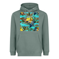 Sage Lake Fish And Reeds With Leopard Seamless Pattern Bbs Heavyweight Hoodie - BundleAndBundleShop