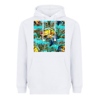 White Lake Fish And Reeds With Leopard Seamless Pattern Bbs Heavyweight Hoodie - BundleAndBundleShop