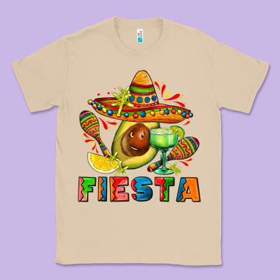 Fıesta With Avocado And Sombrero Classic Tee Designed By Adodesignshop