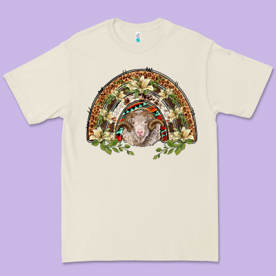 Merino Wool Ram Lily Rainbow Premium Tee Designed By Barkaloodesign