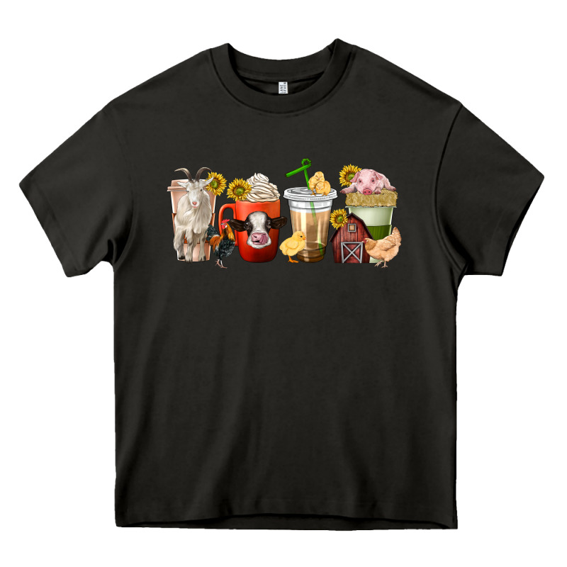 Farm Animals Coffee Cups Heavy Core Tee by texasbilliewilder | Teevron