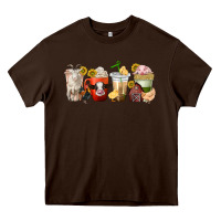 Chocolate Brown farm animals coffee cups Heavy Core Tee - texasbilliewilder