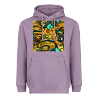 Lavender Leopard Digital Camera And Sunflowers With Camouflage Seamless Pattern Heavyweight Hoodie - BundleAndBundleShop