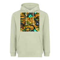 Matcha Leopard Digital Camera And Sunflowers With Camouflage Seamless Pattern Heavyweight Hoodie - BundleAndBundleShop