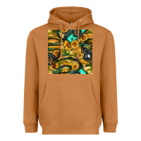 Meerkat Leopard Digital Camera And Sunflowers With Camouflage Seamless Pattern Heavyweight Hoodie - BundleAndBundleShop