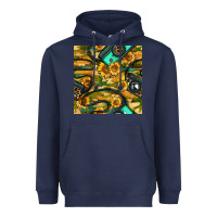 Navy Leopard Digital Camera And Sunflowers With Camouflage Seamless Pattern Heavyweight Hoodie - BundleAndBundleShop
