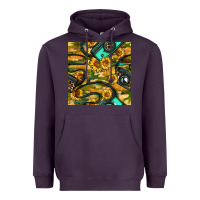 Plum Leopard Digital Camera And Sunflowers With Camouflage Seamless Pattern Heavyweight Hoodie - BundleAndBundleShop