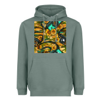 Sage Leopard Digital Camera And Sunflowers With Camouflage Seamless Pattern Heavyweight Hoodie - BundleAndBundleShop