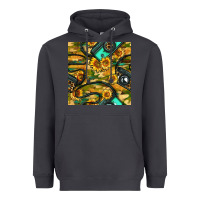 Smoke Leopard Digital Camera And Sunflowers With Camouflage Seamless Pattern Heavyweight Hoodie - BundleAndBundleShop