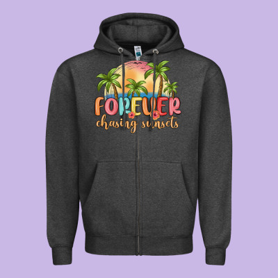 Forever Chasing Sunsets Zipper Hoodie Designed By Maliassmallbusiness