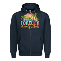 Navy forever chasing sunsets Zipper Hoodie - MaliasSmallBusiness