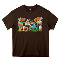 Chocolate Brown farm truck coffee cups Heavy Core Tee - texasbilliewilder