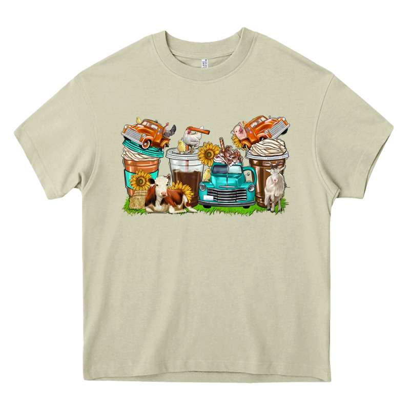 Farm Truck Coffee Cups Heavy Core Tee by texasbilliewilder | Teevron