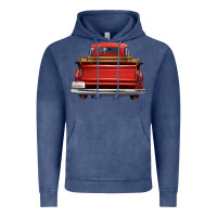 Vintage Denim western red truck back view Vintage Hoodie - FaDigitalArtStudio