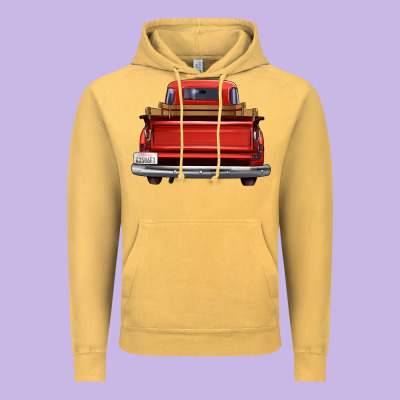 Western Red Truck Back View Vintage Hoodie Designed By Fadigitalartstudio
