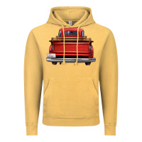 Vintage Mustard western red truck back view Vintage Hoodie - FaDigitalArtStudio