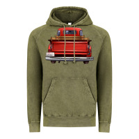 Vintage Olive western red truck back view Vintage Hoodie - FaDigitalArtStudio
