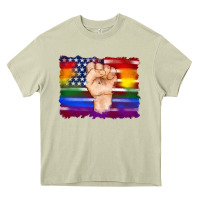 Mossy lgbtq flag and american flag with hand Heavy Core Tee - Artiststas