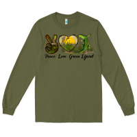 Army Green peace love green lizard Long Sleeve Tee - LillyAllenDesigns