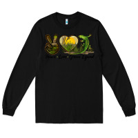 Black peace love green lizard Long Sleeve Tee - LillyAllenDesigns