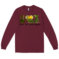 Burgundy peace love green lizard Long Sleeve Tee - LillyAllenDesigns