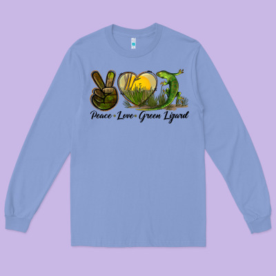 Peace Love Green Lizard Long Sleeve Tee Designed By Lillyallendesigns