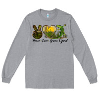 Heather Grey peace love green lizard Long Sleeve Tee - LillyAllenDesigns