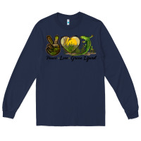 Navy peace love green lizard Long Sleeve Tee - LillyAllenDesigns