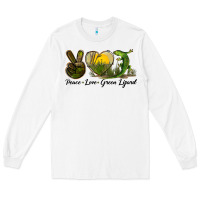White peace love green lizard Long Sleeve Tee - LillyAllenDesigns