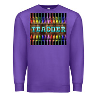 Purple Teacher Crayons Tumbler Premium Sweatshirt - LillyAllenDesigns
